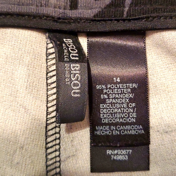 Bisou Bisou Black/Gray Abstract Print Zipper Dress Stretchy Ankle Pants Size 14 - Picture 8 of 8